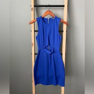 Express Royal Blue Body Con Mini Dress with Cutout Front Size 0